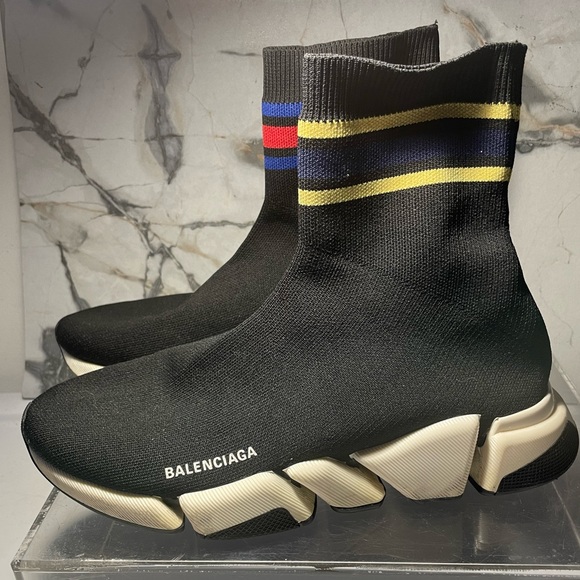 Balenciaga women’s speed 2.OLT stripe sock Snearkers sz 9 - Picture 3 of 16